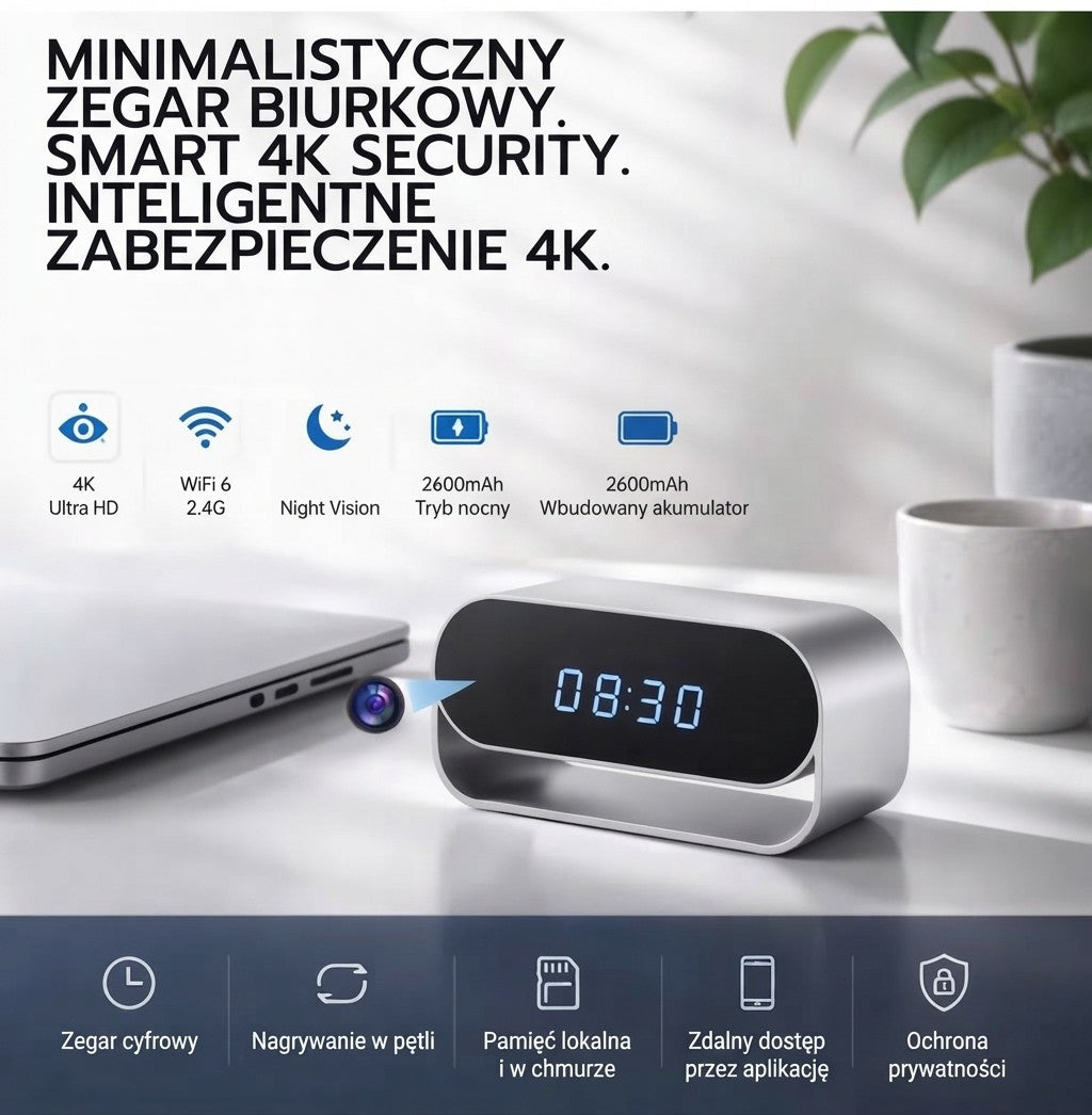 Inteligentny Zegar Bezpieczeństwa iPro VisionClock™ 4K